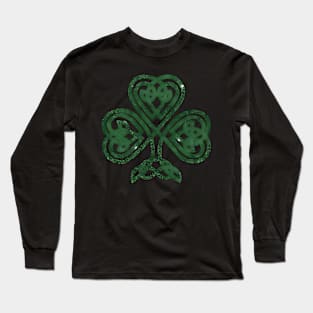 St Patricks Glitter Effect Clover Long Sleeve T-Shirt